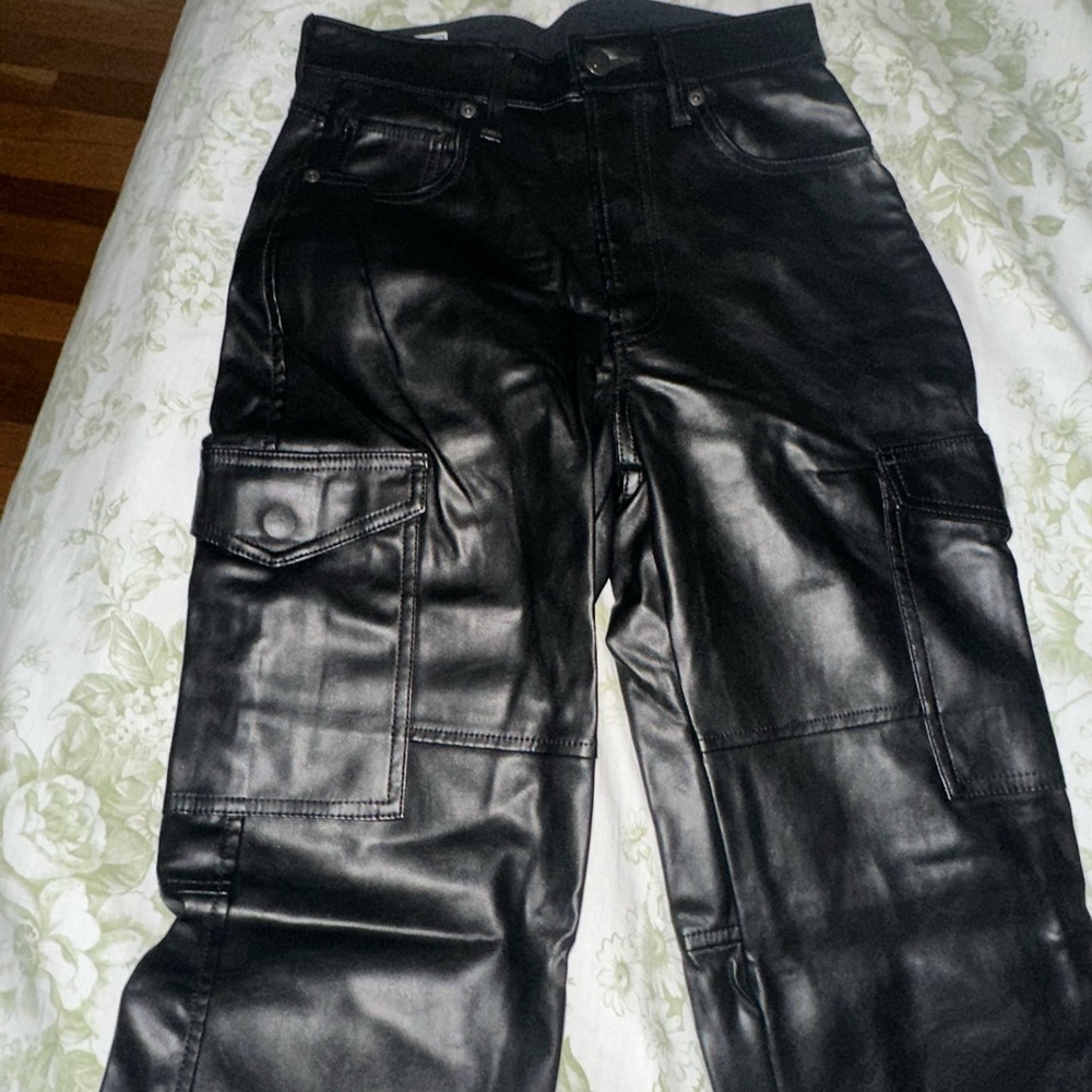 GAP Black Cargo Leather Pants